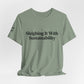 Sleighing it With Sustainability™ Unisex Holiday T-Shirt | Biochar Midnight Black Text