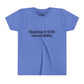 Sleighing it With Sustainability™ Youth Holiday T-Shirt | Biochar Midnight Black Text