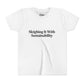 Sleighing it With Sustainability™ Youth Holiday T-Shirt | Biochar Midnight Black Text