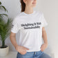 Sleighing it With Sustainability™ Unisex Holiday T-Shirt | Biochar Midnight Black Text