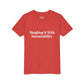 Sleighing it With Sustainability™ Youth Holiday T-Shirt | Winter Wonderland White Text