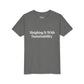Sleighing it With Sustainability™ Youth Holiday T-Shirt | Winter Wonderland White Text