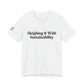 Sleighing it With Sustainability™ Unisex Holiday T-Shirt | Biochar Midnight Black Text