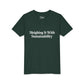Sleighing it With Sustainability™ Youth Holiday T-Shirt | Winter Wonderland White Text